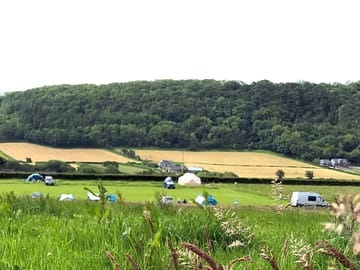 View over meadow camping area