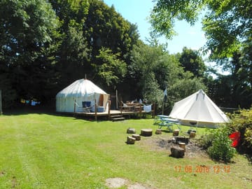 Guests' bell tent at the farm