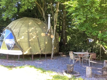 Geodesic dome and outdoor seating