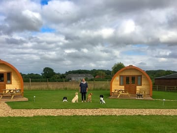 Oso and muffin, with owner lucy and dogs digby, jinx, rupert and kit