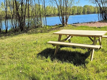 Picnic table with lake views
