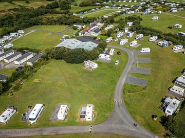 Aerial view of caravan park and hard standing pitches