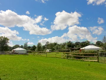 Entrance and view of the yurts