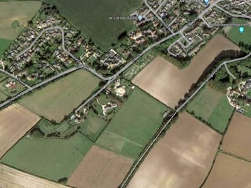 Overhead of site, blue circle is campsite. - what3words - test crabmeat beanbag
