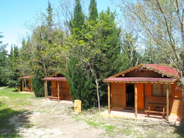 Outside some of the bungalows