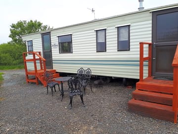 Large caravan overlooking the lake