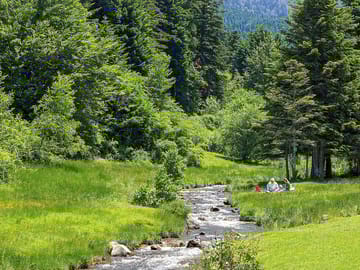 Picnic by a local stream