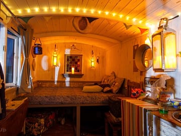 Interior lit up at night