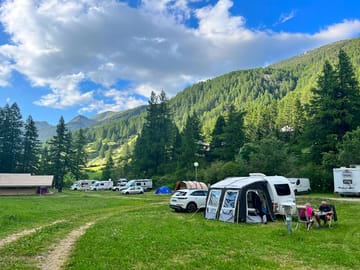 Pitches in an alpine valley