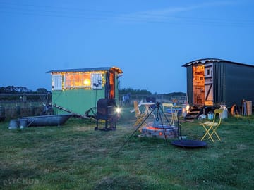 Shepherd's hut by night