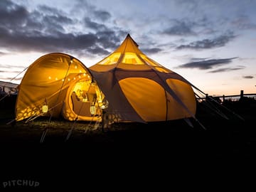 Bell tent at sunset