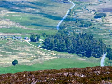 View of shepherd's hut from the top of the surrounding hills