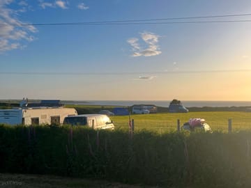 Evening sunset views from the caravan and camping field