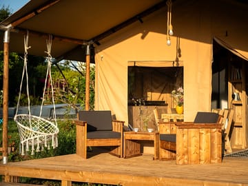 Outside the tent