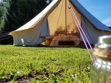 Outside the tent