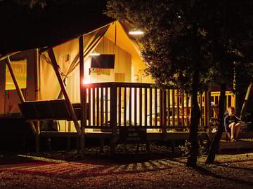 Night view of the safari tent