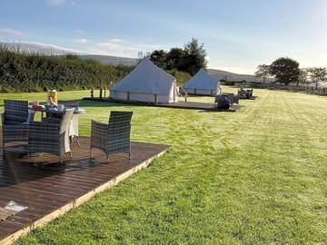 Bell tents in the morning