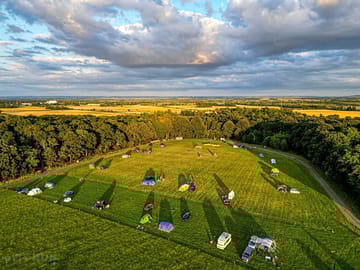 High lodge farm campsite surrounded by ancient woodland