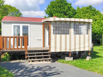 Steps down from the caravan