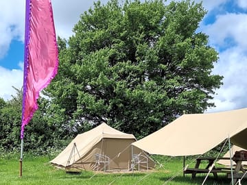 Awning outside a safari tent