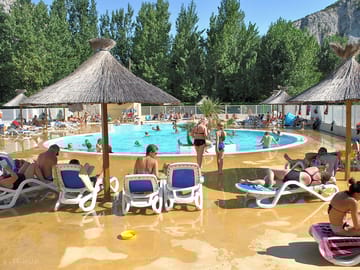 Outdoor pool with sunloungers