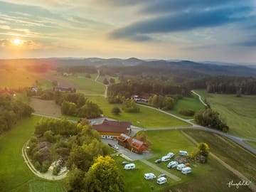 Aerial shot of the campsite