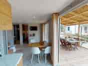 Spacious living area leading on to decking