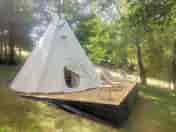 Tipi on a wooden deck
