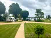 View to the tree-shaded pitches