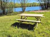 Picnic table with lake views