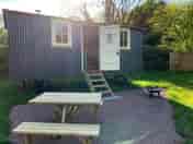 Picnic table by the hut