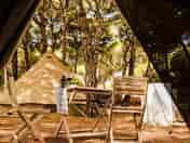 Seating outside the bell tent