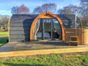 Wood fired hot tub in Bluebell Pod
