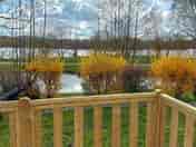 Terrace with pond views