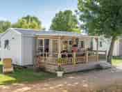 Caravan with covered decking