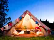Bell tent by night