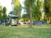 Electric grass tent or trailer tent pitch