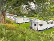 Main site with toilet and shower block in background.