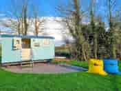 Outside the shepherd's hut