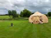 Campers set up on site