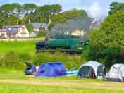 The steam train running past