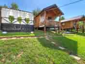 View up to the cabins