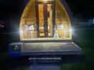 My cabin at night.