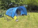 Our tent pitched - 6 man tent easily fit