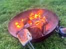 Toasted marshmallows on the camp fire.