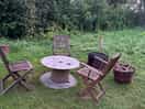 Seating outside bell tent