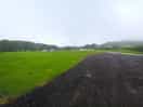 Panoramic view of the site in the rain