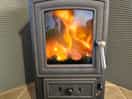 Warm log fire