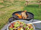 Lazy jane fire pit dinner