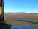 A view from the side door of our auto cruise camper